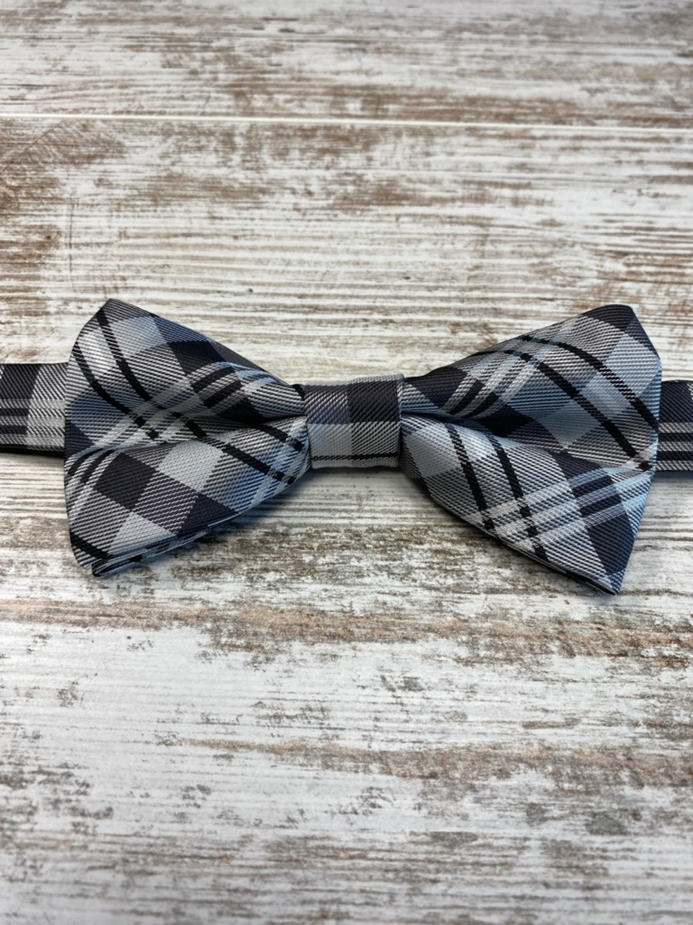 JF J. Ferrar Gray Plaid Bow Tie Pre-Tied Adjustable Classic Formal